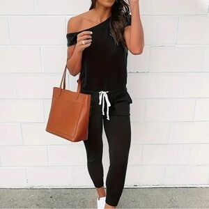 Woman black jumpsuit